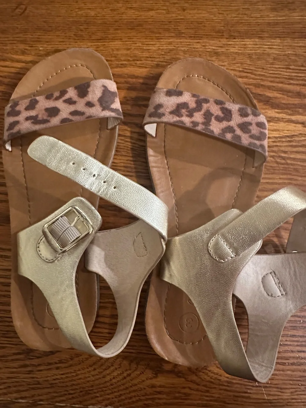 Cat & Jack Girls Size 3 Buckle Sandals Cheetah Leopard Summer Shoes